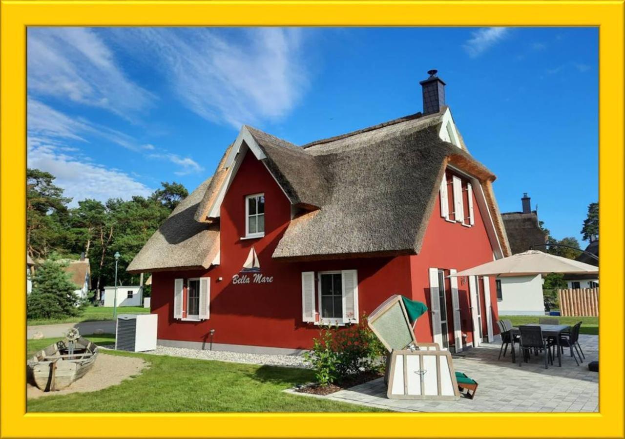 Modernes Reetdach-Ostseeferienhaus Bella Mare, Insel Usedom Mit Sauna, Kamin & Sonnenterrasse Zirchow المظهر الخارجي الصورة